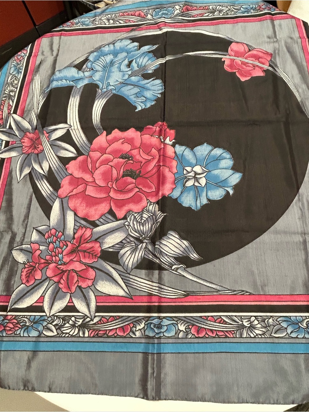 80’s color block Thai silk scarf